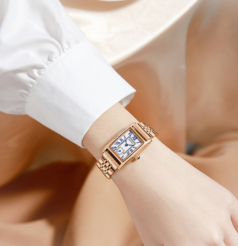 Sanda-relógio de pulso analógico empresarial para mulheres, design elegante, mostrador retangular, resistente à água, movimento de quartzo, nova moda, 2023, 1116