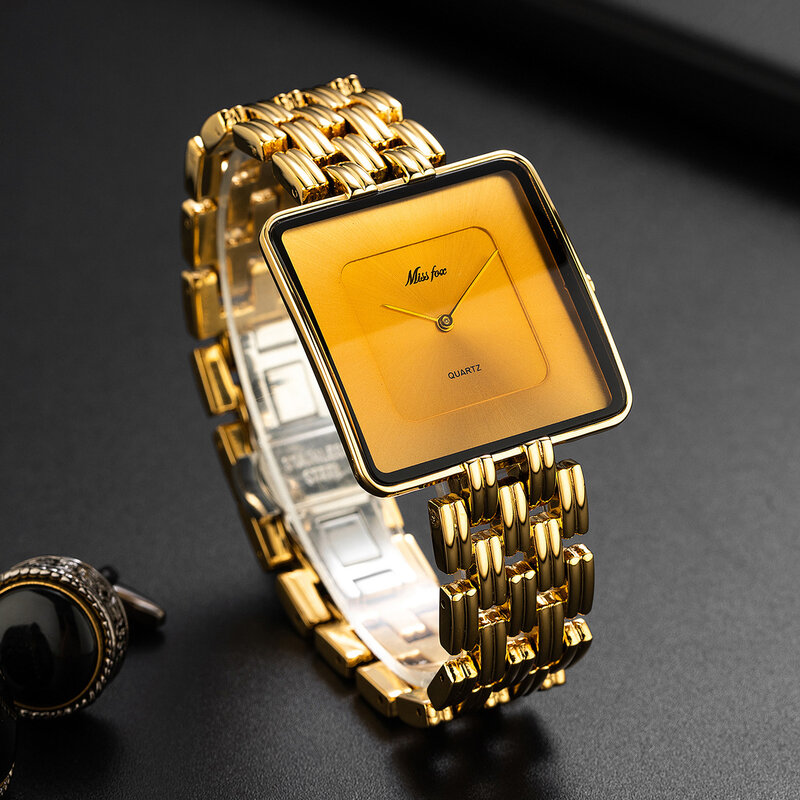 ساعة كوارتز ذهبية من الفولاذ المقاوم للصدأ للنساء ، ساعات يد للسيدات ، ساعات بسيطة ، دروبشيبينغ ، أزياء ساخنة ،
