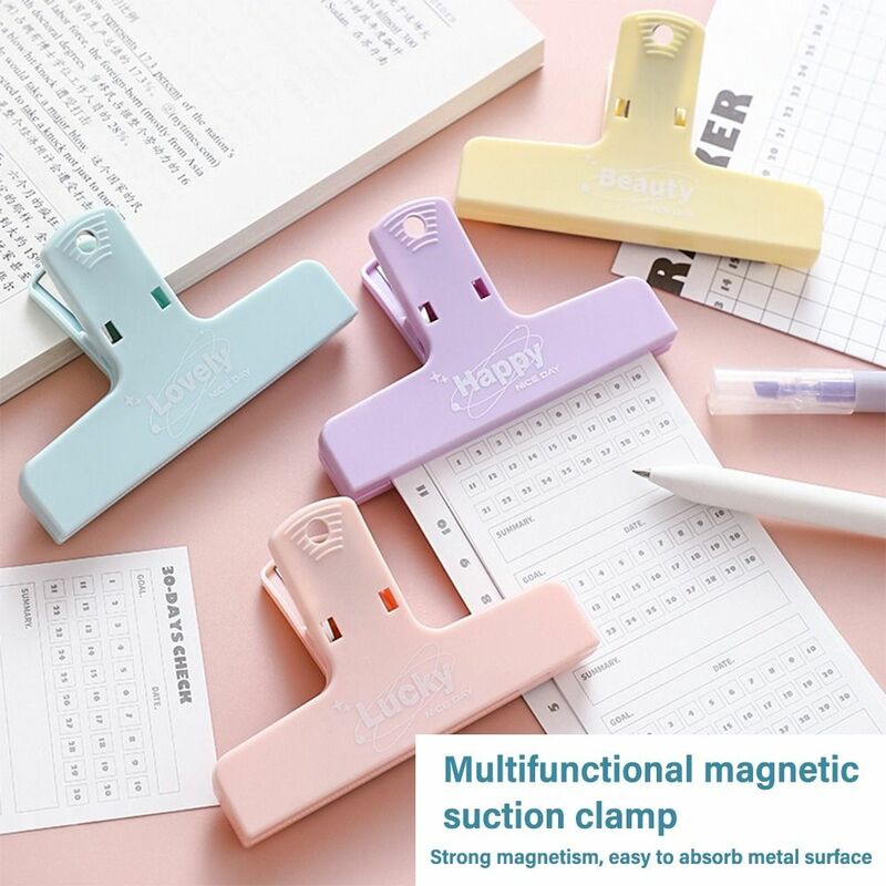 Plastic Magnetic Binder Clip Multi-functional Multicolor Journal Stationery Organizer Ticket Folder Receipt Paper Clamp Gift