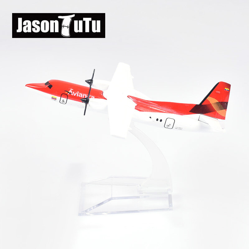 Модель самолета JASON TUTU 16 см FK50 авиакомпании Avianca, модель самолета FK Колумбия 50, Литые металлические самолеты масштаба 1/400, Прямая поставка