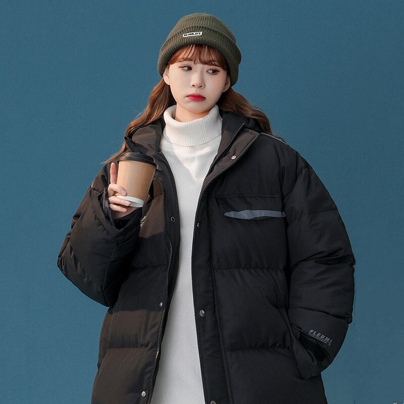 Jaqueta solta de algodão para mulheres, estilo coreano elegante, nova, inverno, 2023