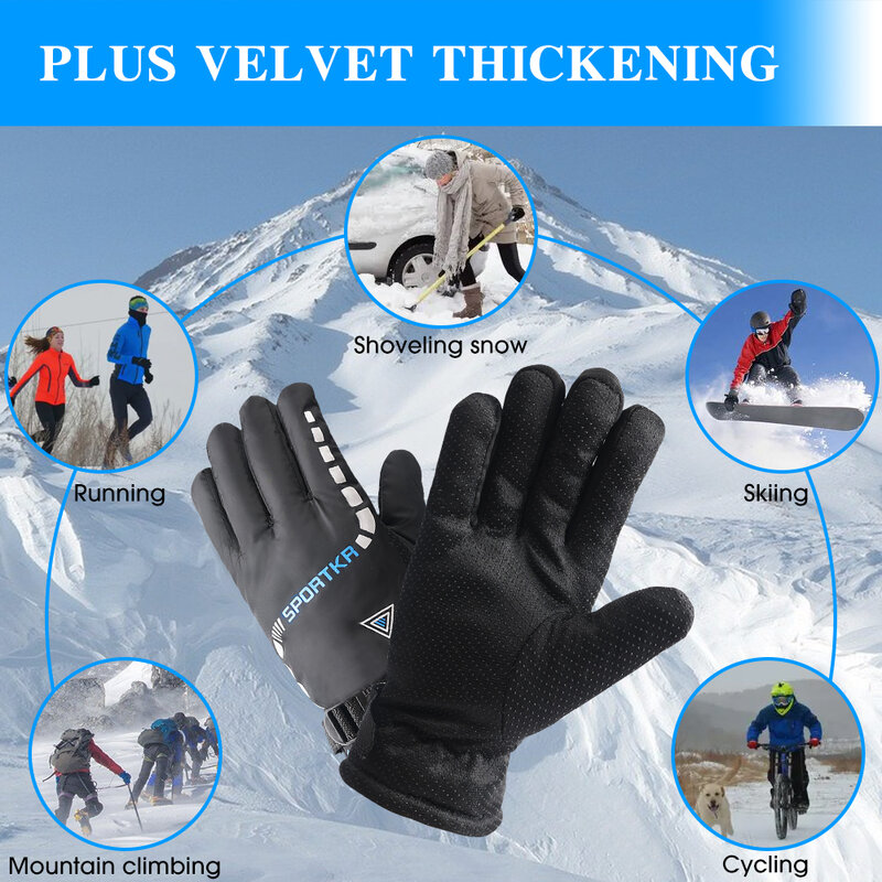 Men Waterproof Winter Cycling Gloves Windproof Outdoor Sport Ski Gloves Bike Bicycle Scooter Riding Motorcycle Keep Warm Gloves