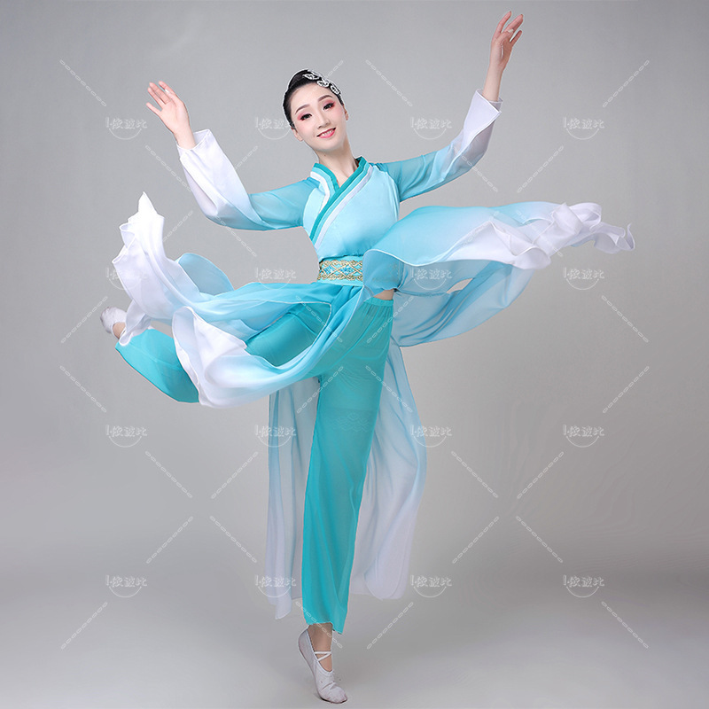 زي رقص على الطراز الصيني للنساء ، زي أداء ، أنيق ، متدرج ، قديم ، بالغ ، أداء ، هان ، أنيق