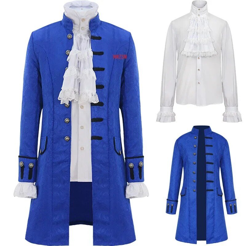 Männer Steampunk Trenchcoat und Hemd Set Vintage Prinz Mantel mittelalter liche Renaissance Jacke viktoria nischen Edward ian Cosplay Kostüm