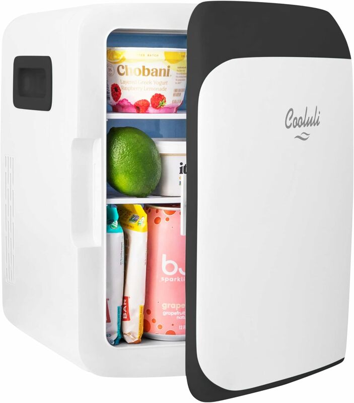 2V Portable Cooler & Warmer for Food, Drinks, Skincare, Beauty, Makeup & Cosmetics - AC/DC Small Refrigerator (White)