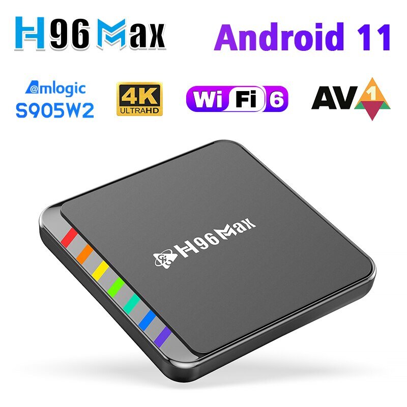 Boîte intelligente de TV Android 11 S905W2 4GB 32GB 64GB AV1 Quad Core WIFI6 4K H96 Max W2 Décodeur Media Player TV Box