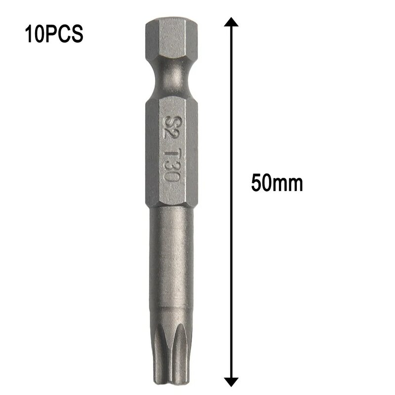 ​10pcs 50mm Long T30 Screwdriver Bit Magnetic Torx Screwdriver Bits 1/4 Hex Shank Head Screw Driver Drilling Bit Hand Tools