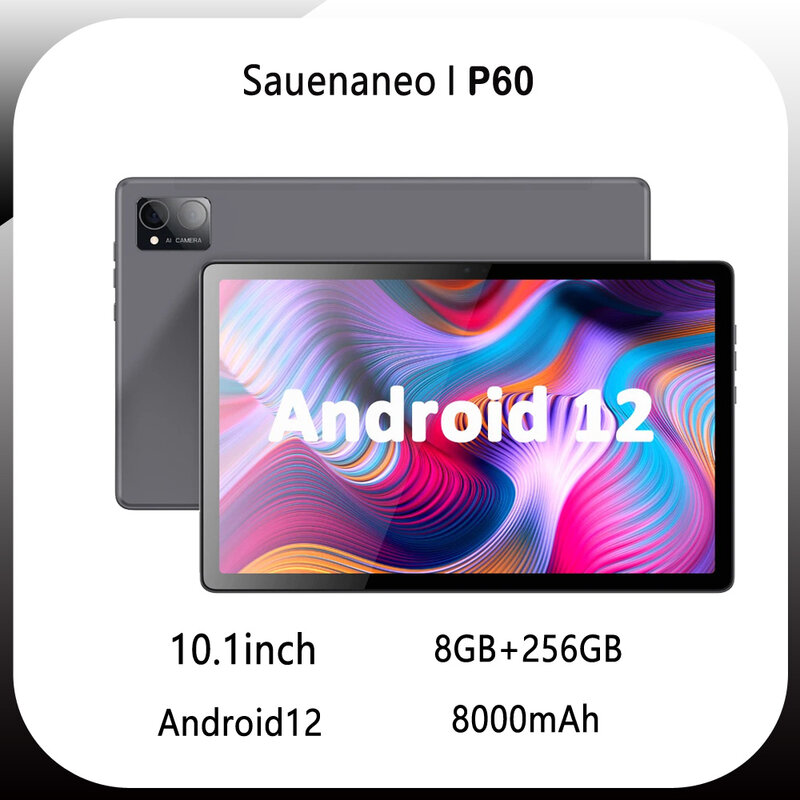 Sauenaneo-Tablet Android 12, 10.1 ", 10 Core, 8GB RAM, 256GB ROM, Rede 4G, 8000mAh, Novo, 2022