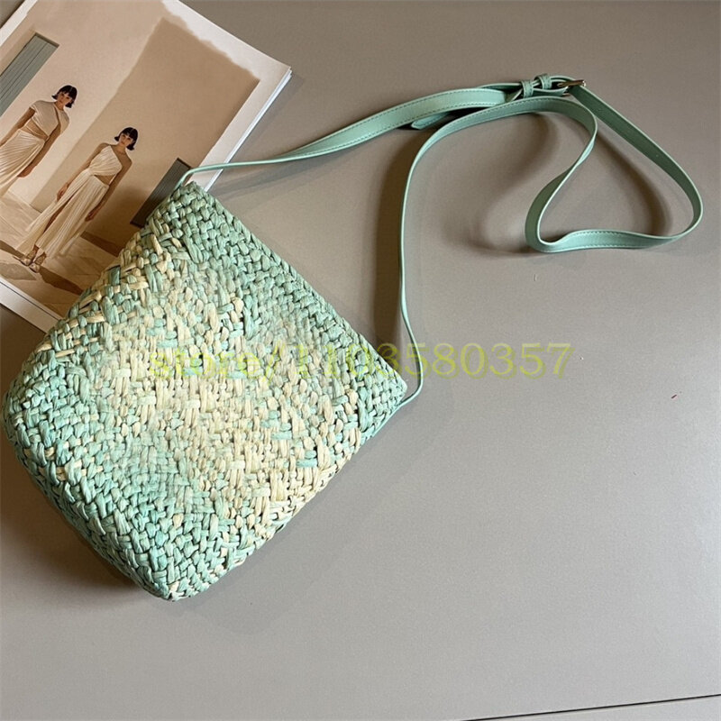 Minibolso de paja para mujer, bolsa de mano con diseño de Rushwork para teléfono, para playa, vacaciones y exteriores, novedad de 403412