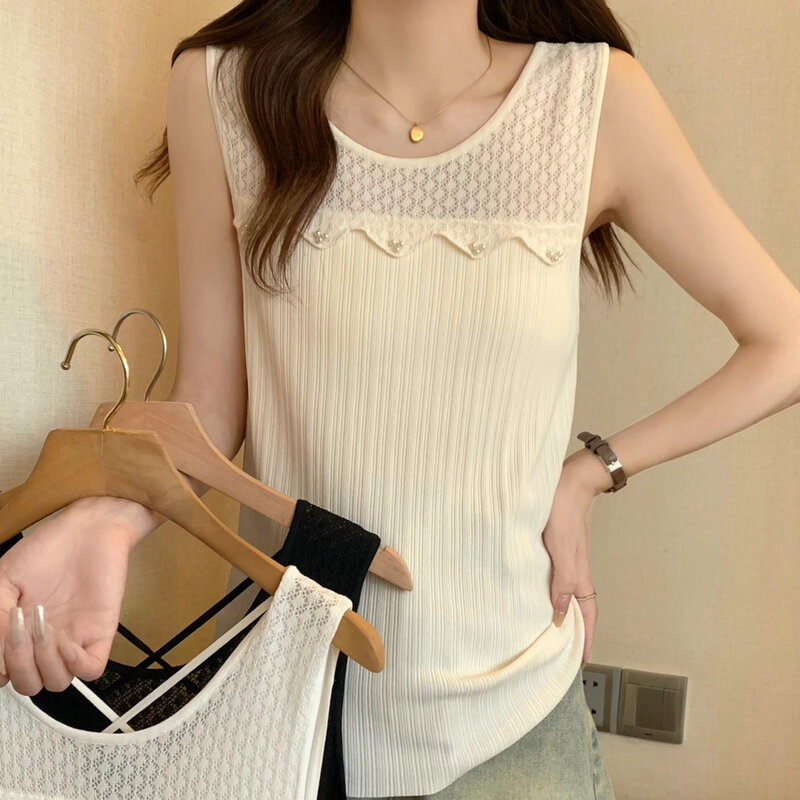 New Summer Sleeveless O-Neck Knitted Women Sweater Pullover Casual Knit Sweater Women Tops Blusas Mujer De Mode 2024 Verano H695