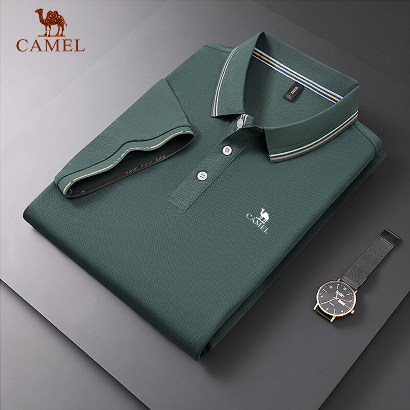 Polo brodé CAMEL pour homme, haut à manches courtes, chemise d'affaires décontractée, haute qualité, nouveau, été