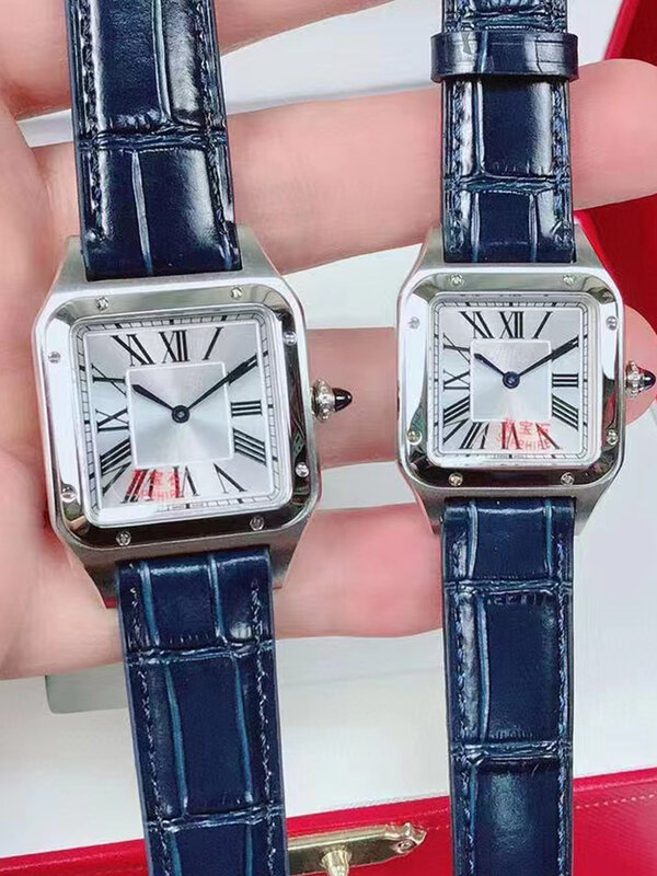 Designer colore contrasto cassa in acciaio vetro zaffiro specchio cinturino in pelle bovina orologio al quarzo 2024 nuovo orologio da donna moda orologio di lusso