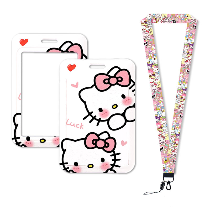 W Sanrio-tarjetero de Hello Kitty, figuras de Anime, Kuromi Cinnamoroll, My Melody, tarjeta de identificación bancaria, Bolsa Escolar, decoración, regalos