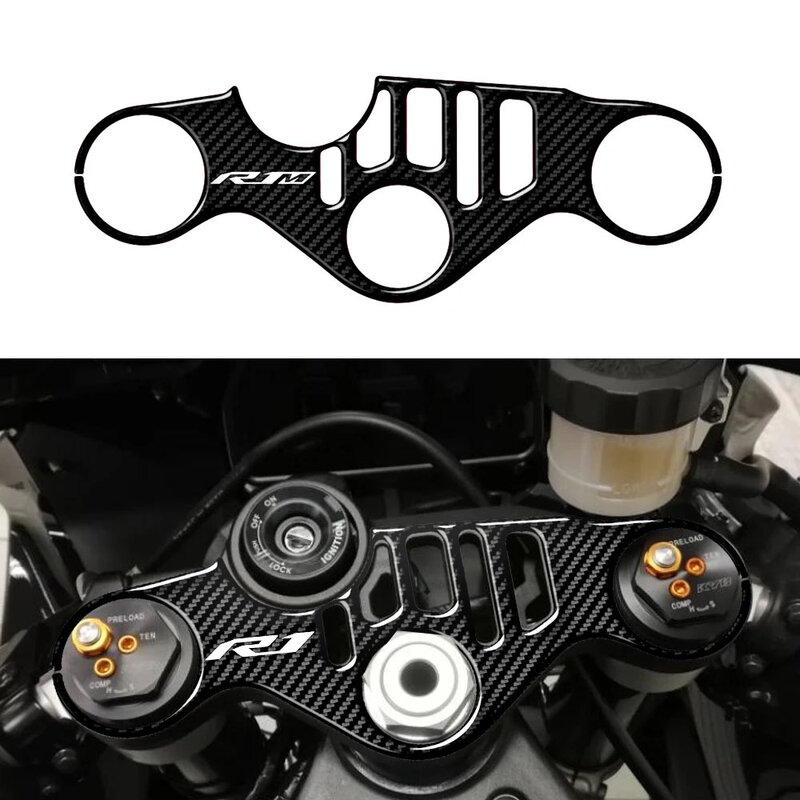 Pegatina de Canesú de Triple abrazadera superior para motocicleta, aspecto de carbono, R1M, Yamaha YZF, R1, R1M, 2015-2024
