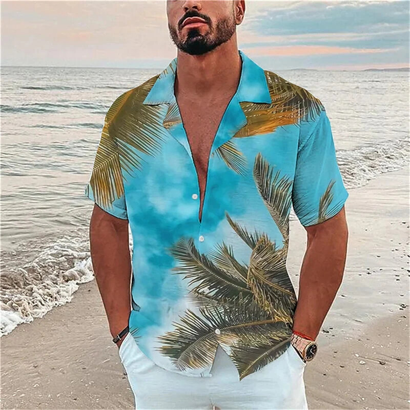 Homens Verão Praia Havaiana SHirt Para O Homem Jogging Esporte Streetwear Blusa Casual Vintage Top Moda 3D Impressão Oversize Roupas