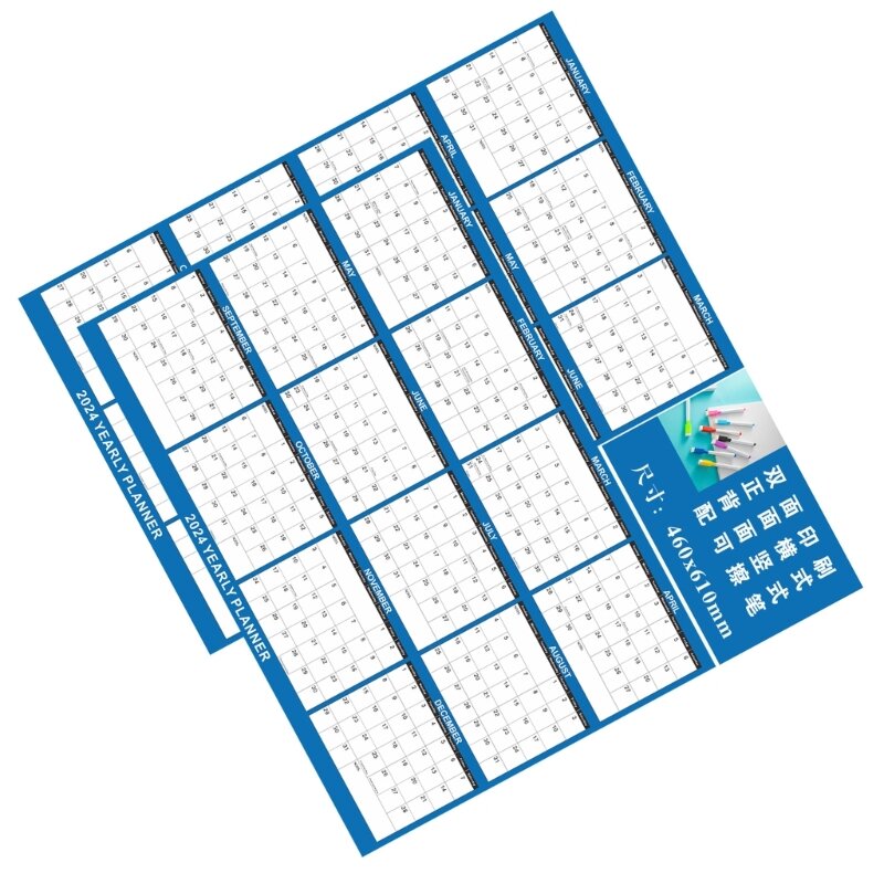 Calendario pared doble cara Calendario pared 2024 Regalo borrable para mujeres y hombres