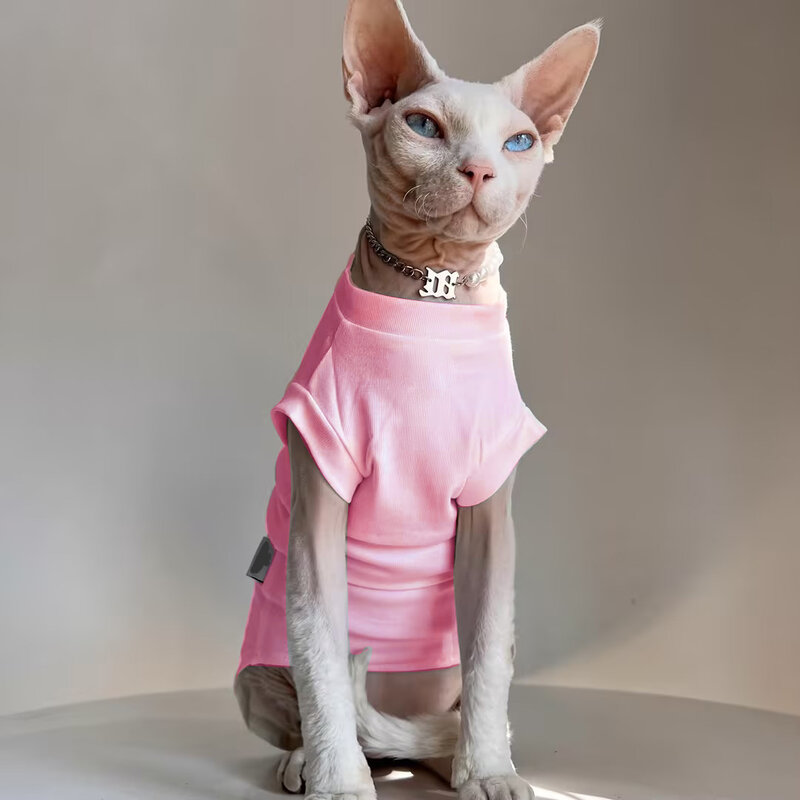 Одежда для кошек Sphynx, хлопковый жилет для кошек без волос, Мягкий Летний Тонкий жилет без рукавов из 100% хлопка, одежда для кошек Devon