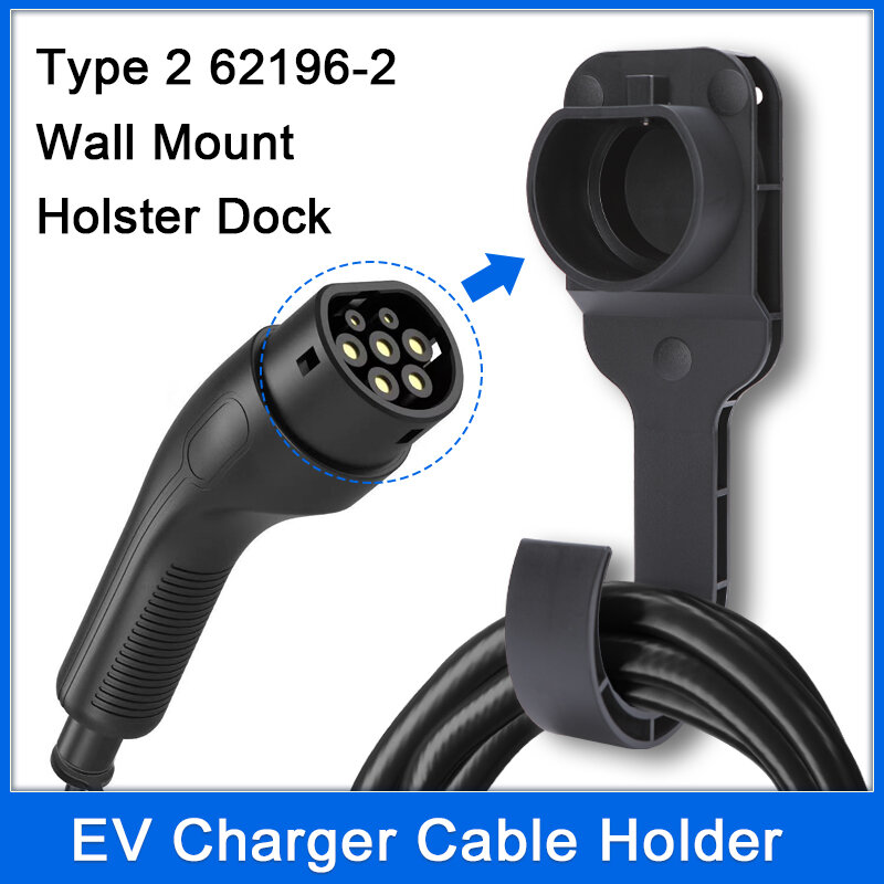 For Type 2 Connector EU Plug Universal Wall Mount Bracket EV Charger Cable Holder For Electric Car Charging Gun Head Socket