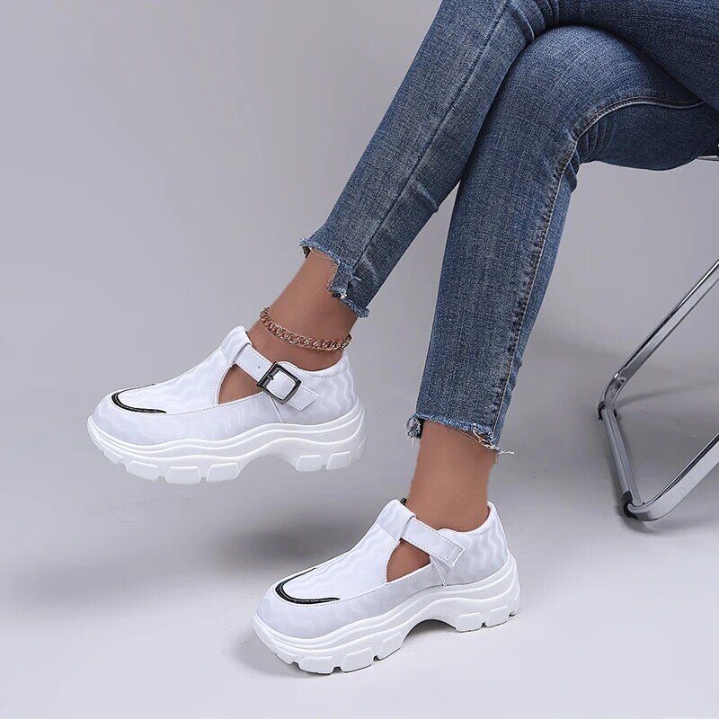 أحذية رياضية قماشة بنعل سميك للنساء ، غير رسمية ومتعددة الاستخدامات ، أحذية نسائية فردية ، غير رسمية ، كبيرة ، 43
