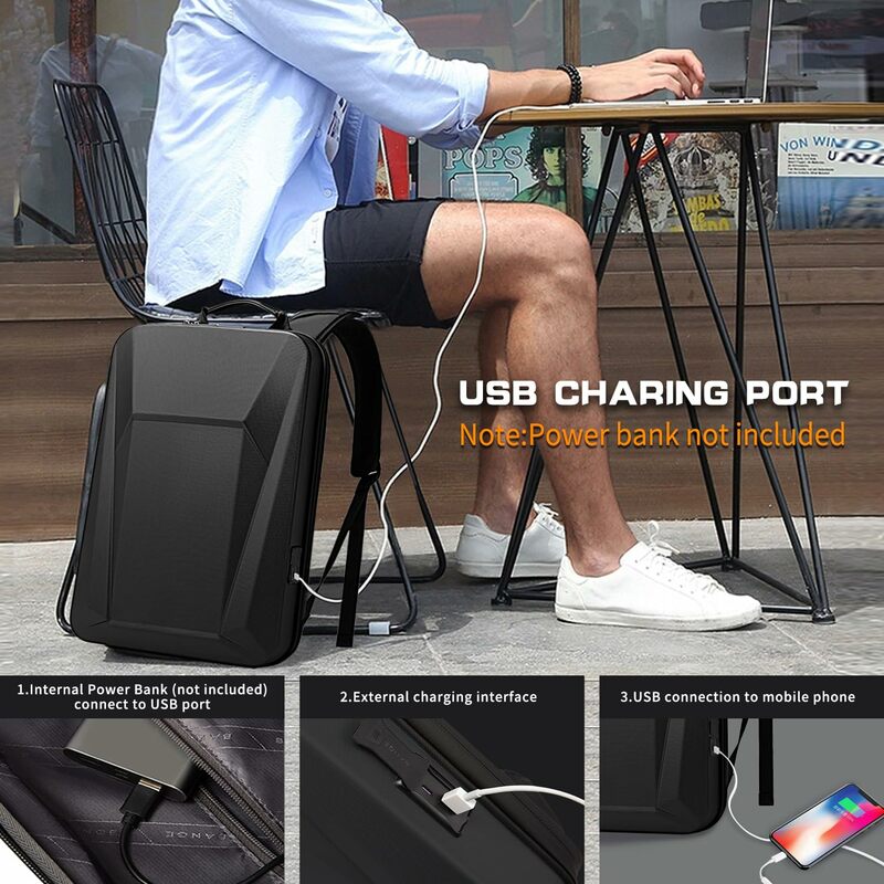 Men's 16" Laptop Hard shell Backpack TSA Lock Gaming Backpack USB Charging Slim E-sport Pack Waterproof Anti-Theft Travel Bags