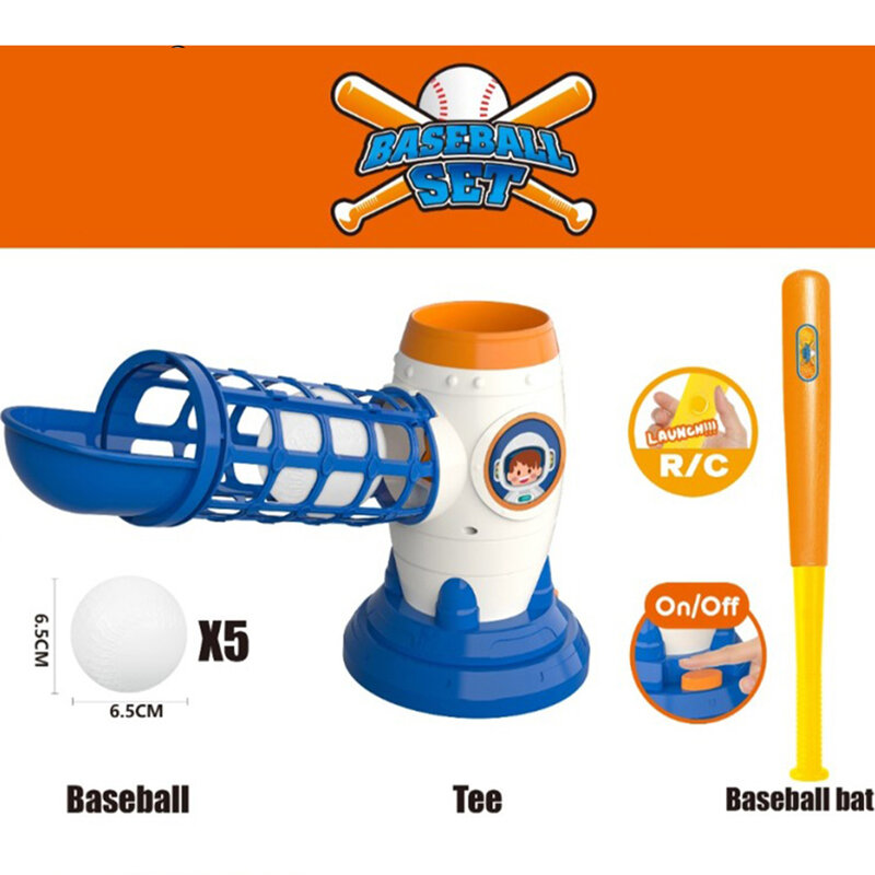 RC Rocket Electric Toy para crianças, Lançador de beisebol, Ball Serve, Practice, Kids Game Sets, Automatic Catapult Machine, Boy Toys