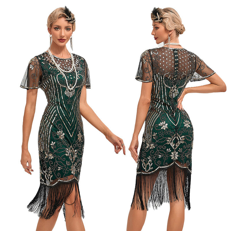 1920s Flapper Vintage paillettes Dress Great Gatsby Cocktail Party nappa Dress Wedding Party Dance Dress Beaded Dress