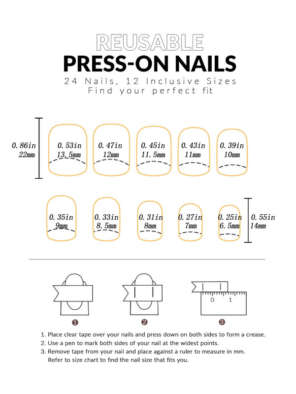 French Press On Nails for Girls, White Long Square Nail Tool, Kit de Adesivos de Cola, Love Design, Arquivo 1Pc, 24 Pcs