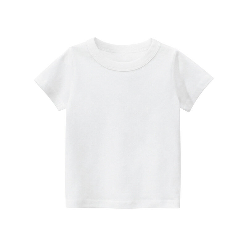 Summer Cotton Boys T Shirt Short Sleeve White Tshirt For Girl Solid Color Simple Children's Clothing T-Shirts For Children Tops