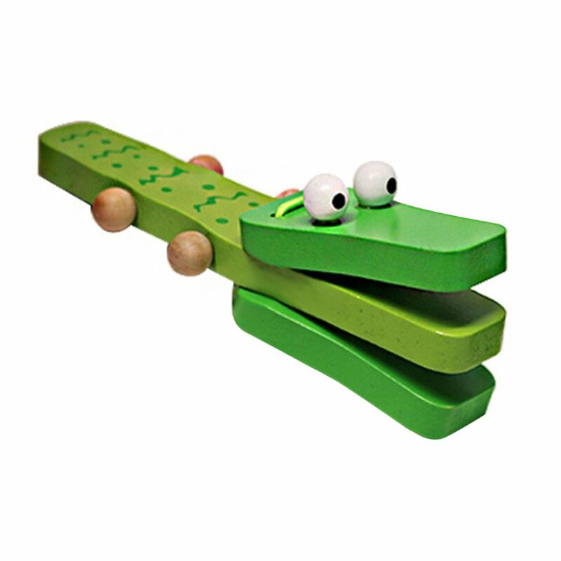 Orff world Crocodile Shape Wooden Castanet Baby Musical Instrument Cartoon Baby Musical Educational Instrument Toy Rattle Toy