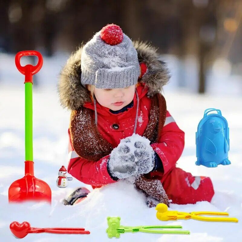 Outdoor Winter Snow Toys 6pcs Creative Clip Snow Toy Set Multifunctional Sand Clay Mold Tools Fight Maker Tool Clip Outdoor