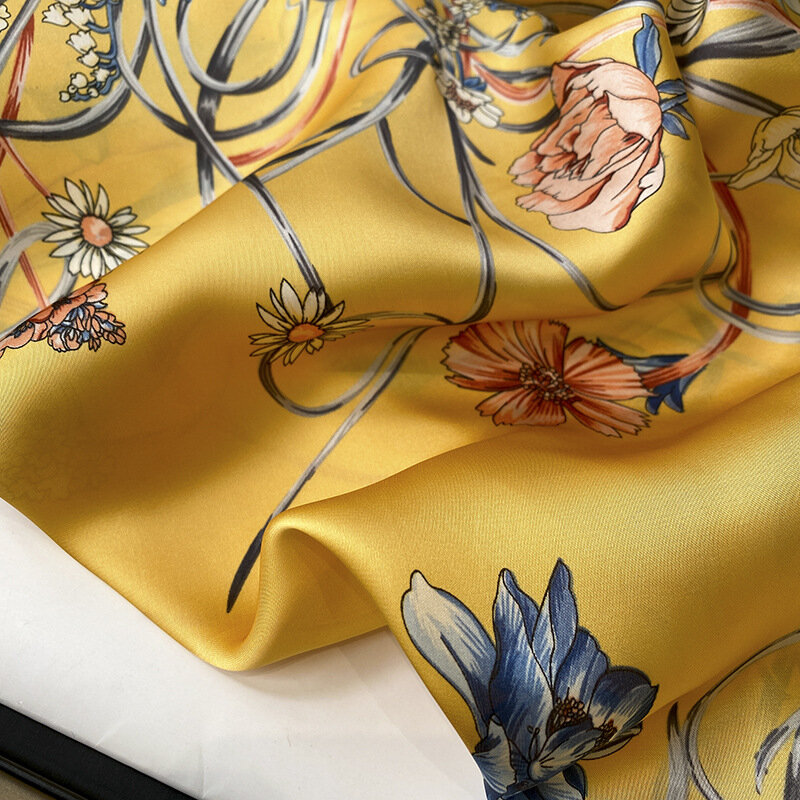 Bufandas de seda con protección solar para mujer, pañuelos de lujo a prueba de polvo, toalla cuadrada de 70x70cm, a la moda, con estampado de rayas, 2023