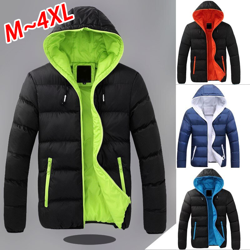 Jaket bulu halus hangat untuk pria, jaket olahraga musim dingin warna polos, jaket down berbantalan tahan angin dan hangat untuk pria