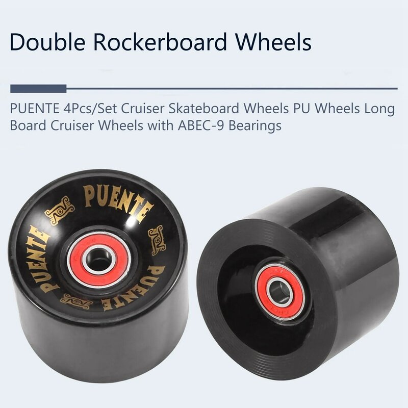 PUENTE-Cruiser Skate PU Rodas, Long Board Cruiser Rodas com ABEC-9 Rolamentos, 4pcs por conjunto