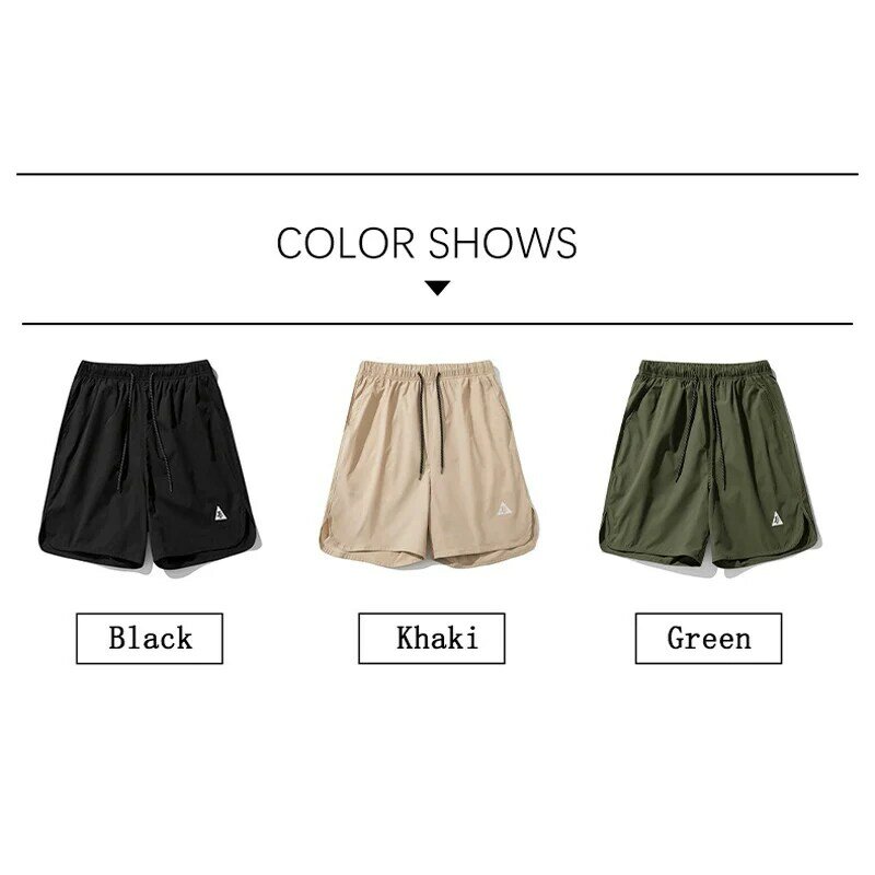 TFETTERS Brand Curved Hem Casual Shorts for Male Forking Triangle Embroidery Cargo Quarter Pants Men Outdoors Tourism Streetwear