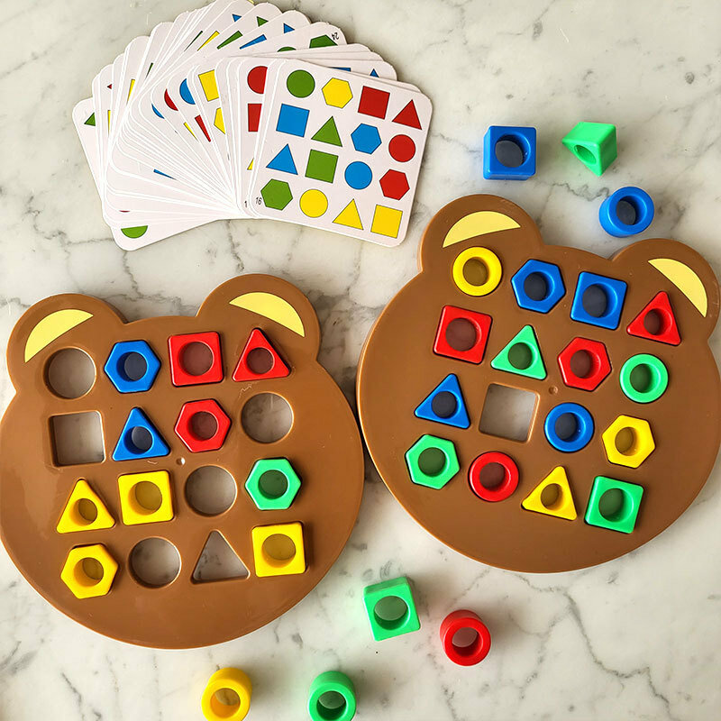 Kinder geometrische Form Farb abstimmung Baby Montessori Bildung Spielzeug Puzzle blockiert Eltern-Kind-Interaktion sensorische Tischs piel