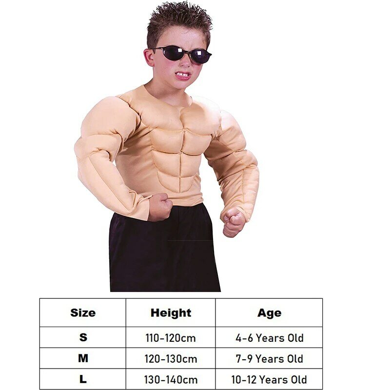 الأولاد العضلات قميص زي الأطفال العضلات قميص مصارع هالوين زي للأطفال