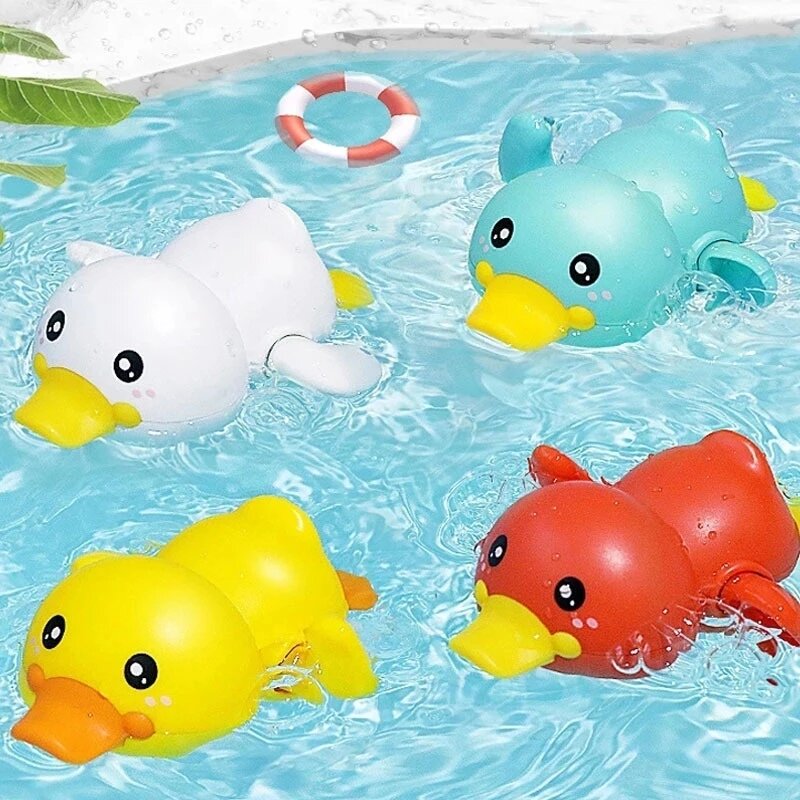 Juguetes de baño para bebés, juguete de agua con cadena clásica para niños, con diseño de pato y ballena