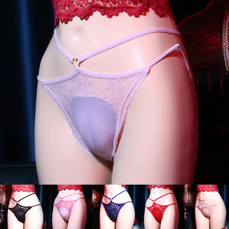 Sissy Sexy Underwear For Men Lace Pouch Panties Crossdresser Camel Toe Underpants Hiding Gaff Thong Shapping See Through Briefs