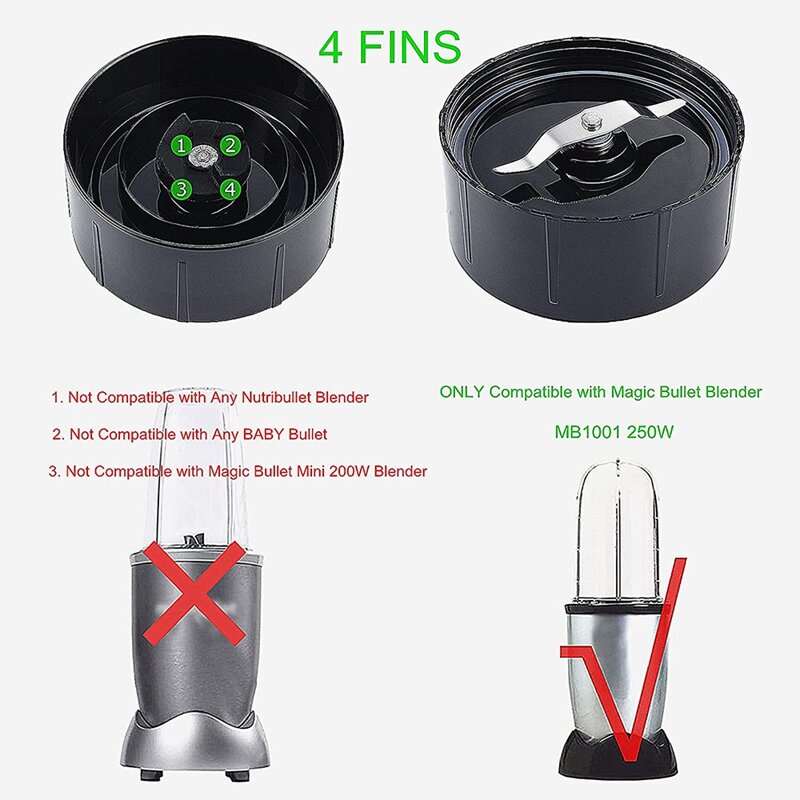 Mixer Replacement Cup With Cross And Flat Blade Combination Plus Four Sealing Rings