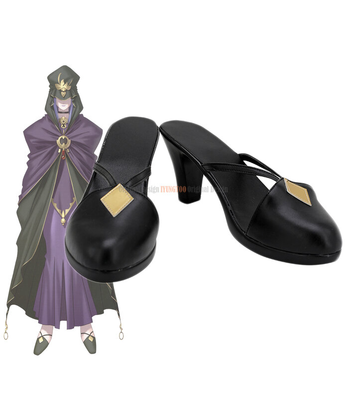 Zapatos FGO Medea para Cosplay, sandalias de cuero negro hechas a medida, Fate Stay Night, Medea