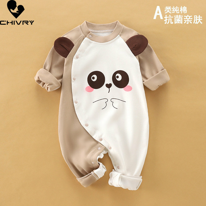 New 2023 Spring Newborn Baby Boys Girls Rompers Long Sleeve O-neck Cute Cartoon Print Jumpsuit Toddler Playsuit Infant Clothing