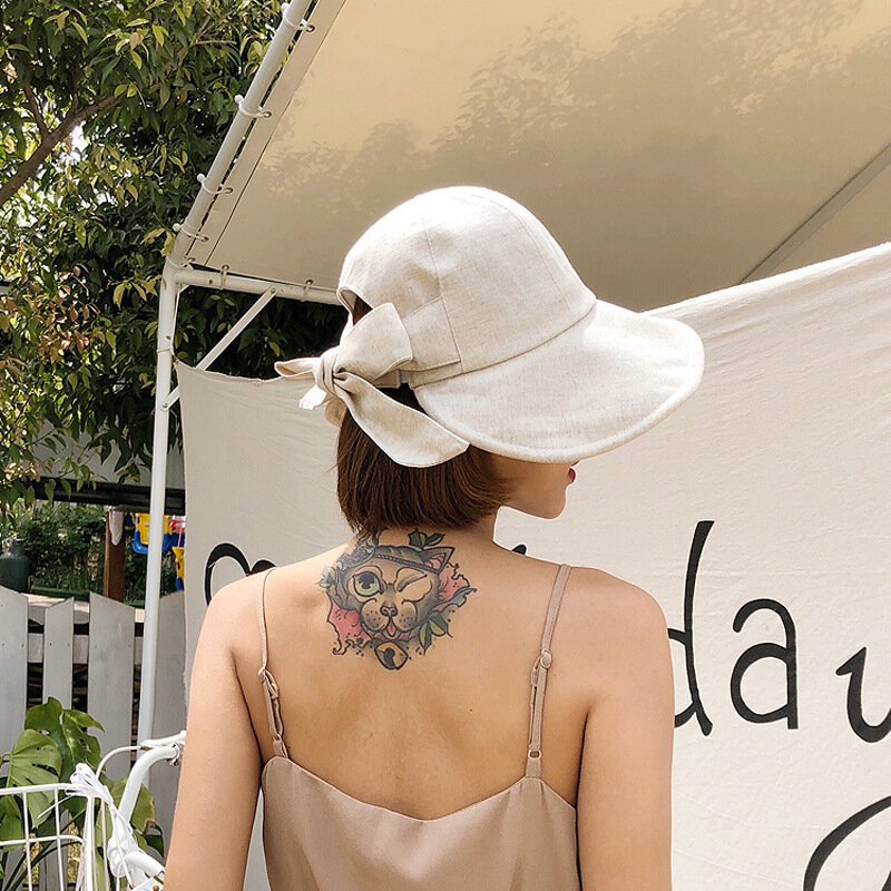 Topi Ember Rami Musim Panas Katun Wanita Topi Tabir Surya Topi Matahari Dapat Dilipat Simpul Panama Pantai Luar Ruangan Hiasan Kepala Antilembap