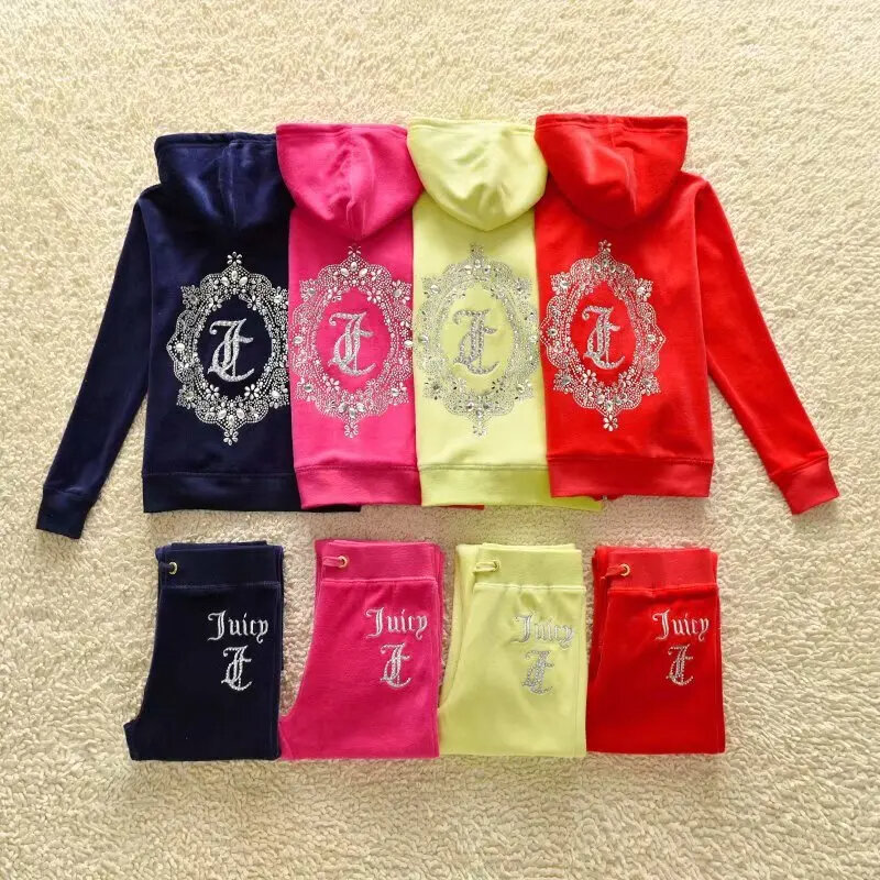 Kids Velvet Tracksuit for Kids Fall/Winter Girl's Clothing Set Velour Sweatshirts and Pants Two Piece Children Suit