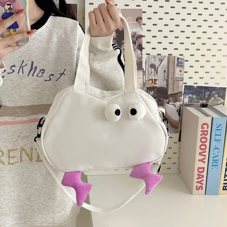 Japanische kawaii Leinwand Tasche Frauen lustige Augen Cartoon Geldbörsen und Handtaschen Mädchen Einkaufstasche Tasche Student Umhängetaschen für Frauen