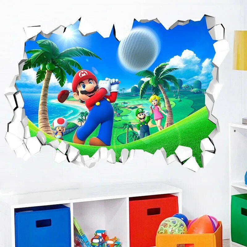 Super Mario Bro Aufkleber Spielzeug Kinderzimmer Mario Cartoon selbst klebende wasserdichte Wanda uf kleber Anime Peripherie Spielzeug Geschenk