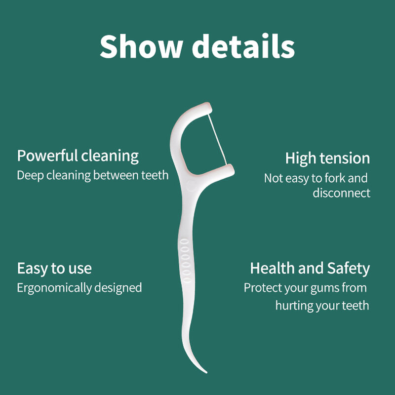 Cure-dents en plastique avec fil, fil dentaire ultra fin, anciers dentaire, cure-dents durables, fil dentaire, 1000 pièces