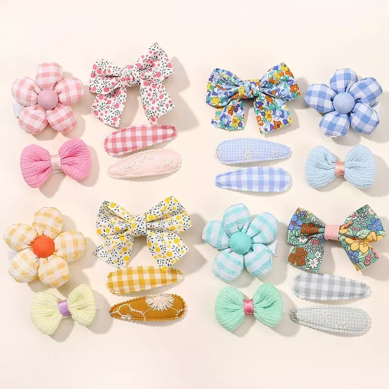 5Pcs/Set Mini Baby Girl Hair Clip Cute Floral Bow Bunny Princess Hairpin for Toddler Girl Lovely Bang Side Clip Hair Accessories