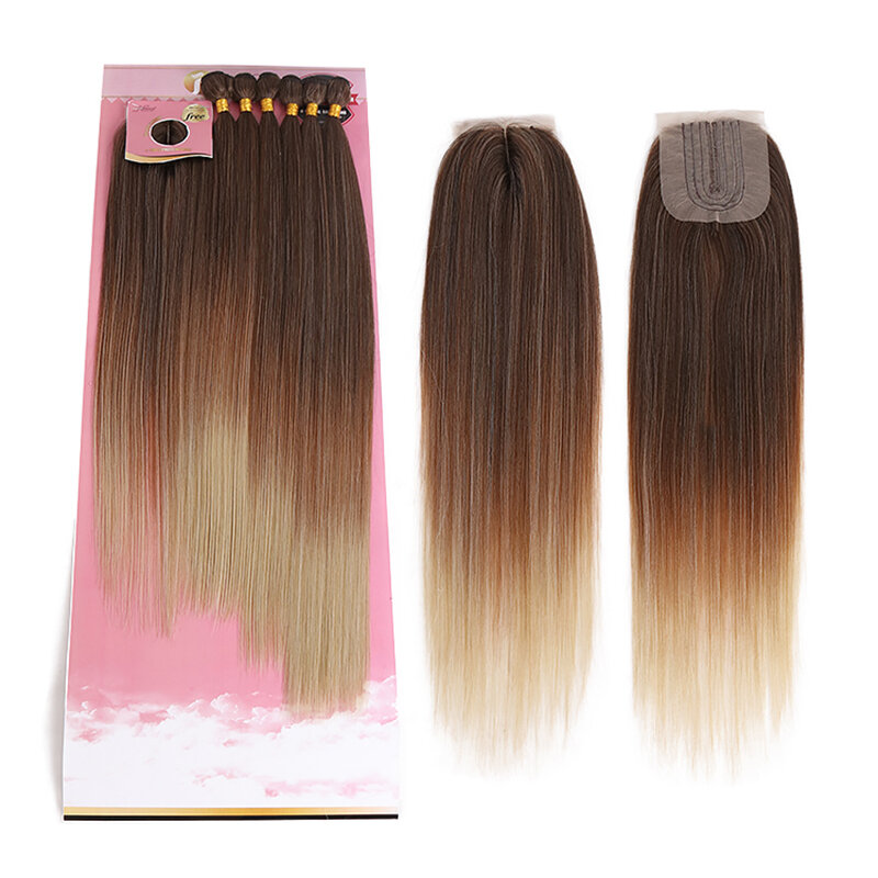 Julianna High Quality Long Smooth Bio Protein Yaki Straight Organic Synthetic Weft Packet Extensions Hair Bundles With Closures