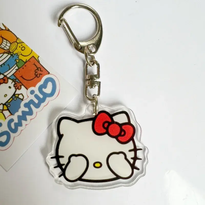 Llavero acrílico de Hello Kitty, llavero de dibujos animados de Anime, Gato Sanrio, colgante de mochila, accesorios de joyería, regalos