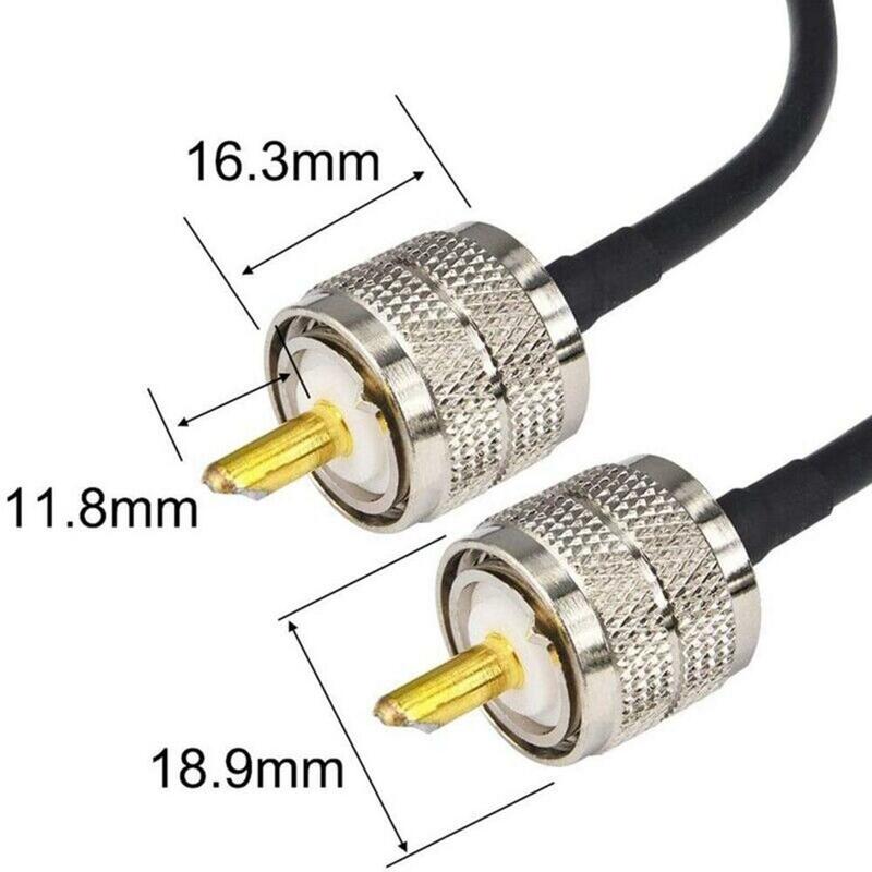 Cable de antena de Radio CB PL259, Conector recto, Cable pigtail de puente RF, UHF, macho a macho, RG58, 2 piezas
